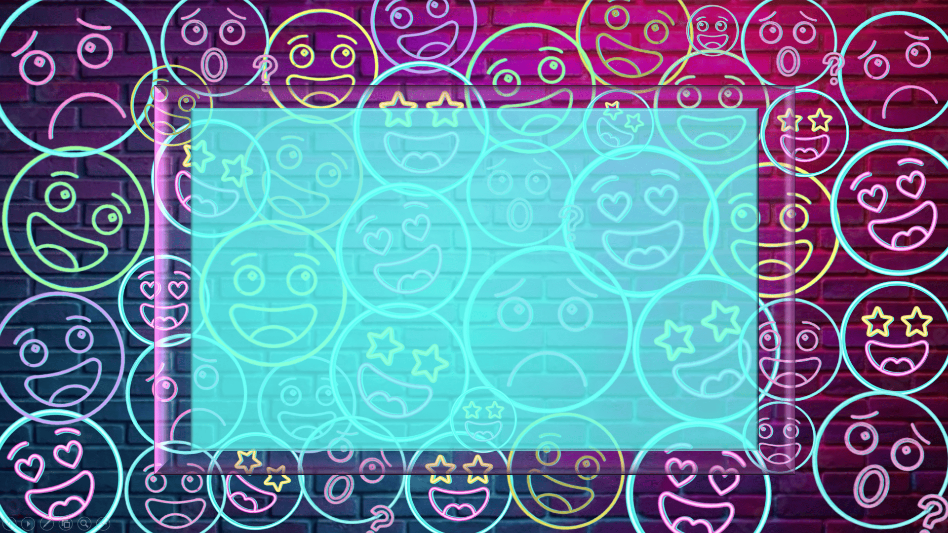 Fondo emojis Neón con cartel semitransparente 