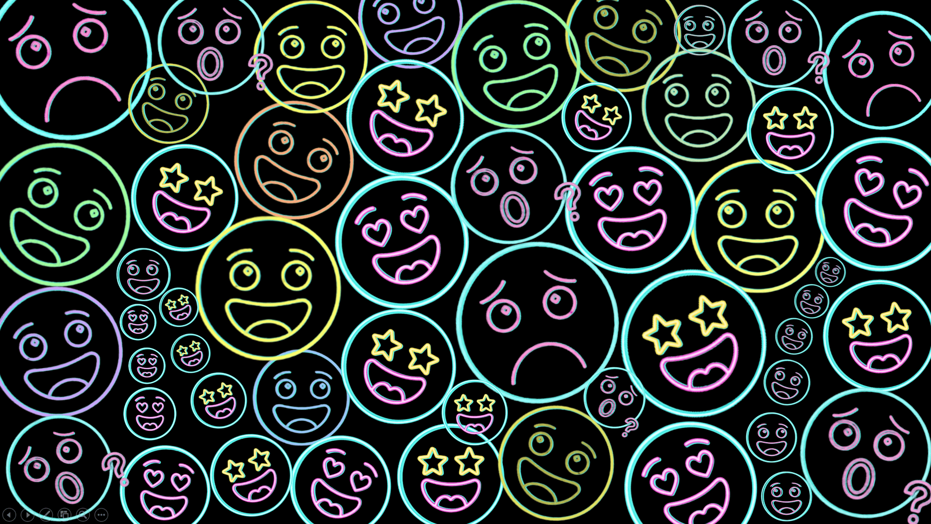 Emojis diseño Neón en fondo negro